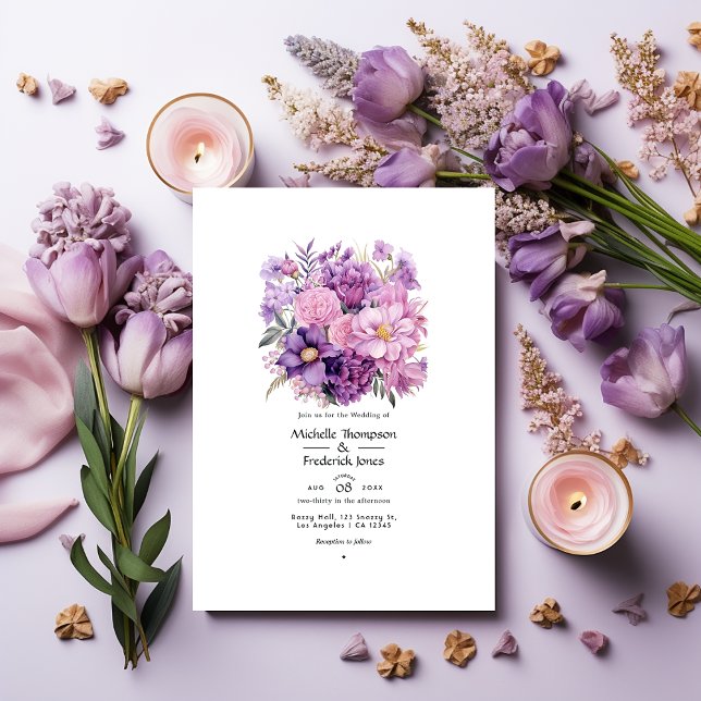 Mauve Floral Wedding Invitation (Creator Uploaded)