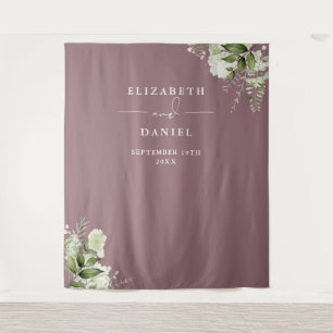 Mauve Floral Wedding Photo Booth Backdrop