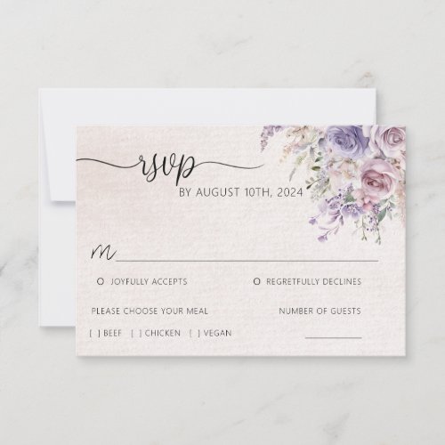 Mauve Floral Wedding Response Card