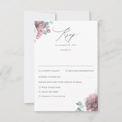 Mauve Floral Wedding RSVP