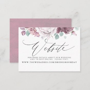 Mauve Floral Wedding Website Card by lovelywow at Zazzle