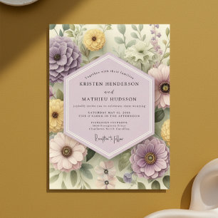 Mauve Floral Whimsical Wedding Invitation