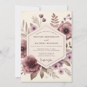 Mauve Floral Woodland Wedding Invitation