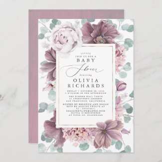 Modern Purple and Green Baby Shower Invitations