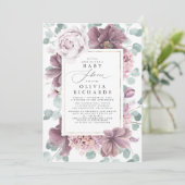 Mauve Flowers and Greenery Elegant Baby Shower Invitation (Standing Front)