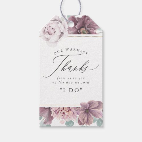 Mauve Flowers Elegant Thank You Gift Tags