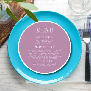 Mauve Formal Round Wedding Guest Place & Menu