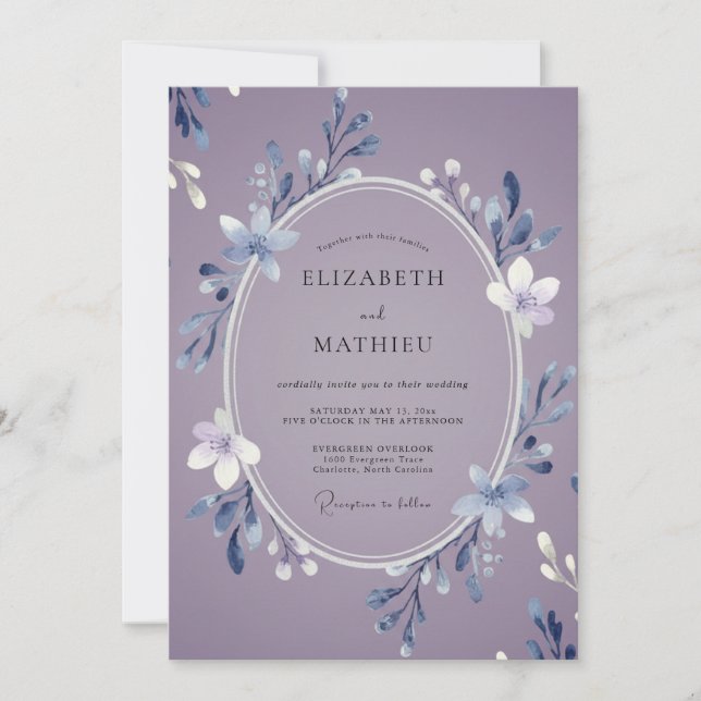 Mauve Frosty Winter Wedding Invitation (Front)