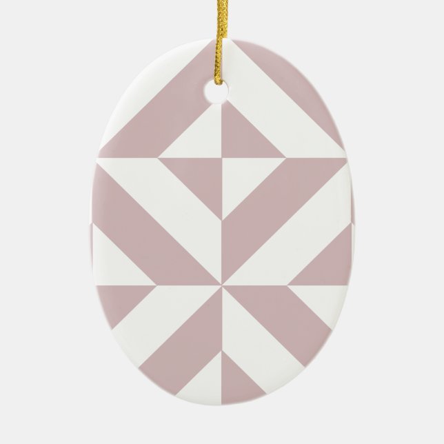 Mauve Geometric Deco Cube Pattern Ceramic Ornament (Front)