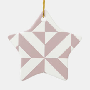 Mauve Geometric Deco Cube Pattern Ceramic Ornament