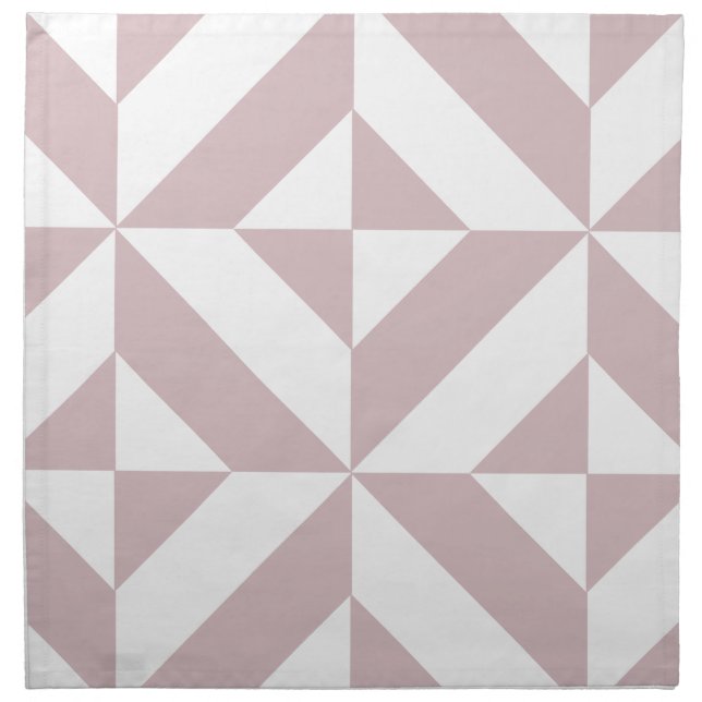 Mauve Geometric Deco Cube Pattern Cloth Napkin (Front)