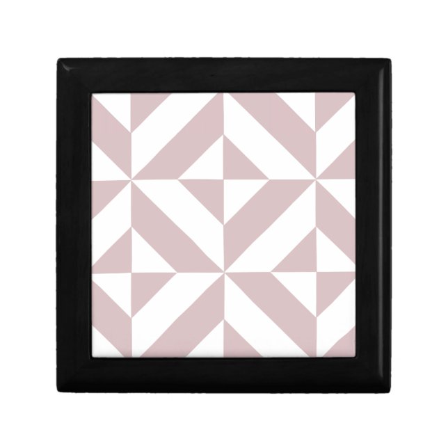 Mauve Geometric Deco Cube Pattern Keepsake Box (Front)