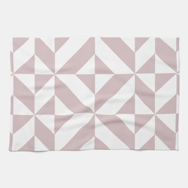 Mauve Geometric Deco Cube Pattern Kitchen Towel (Horizontal)