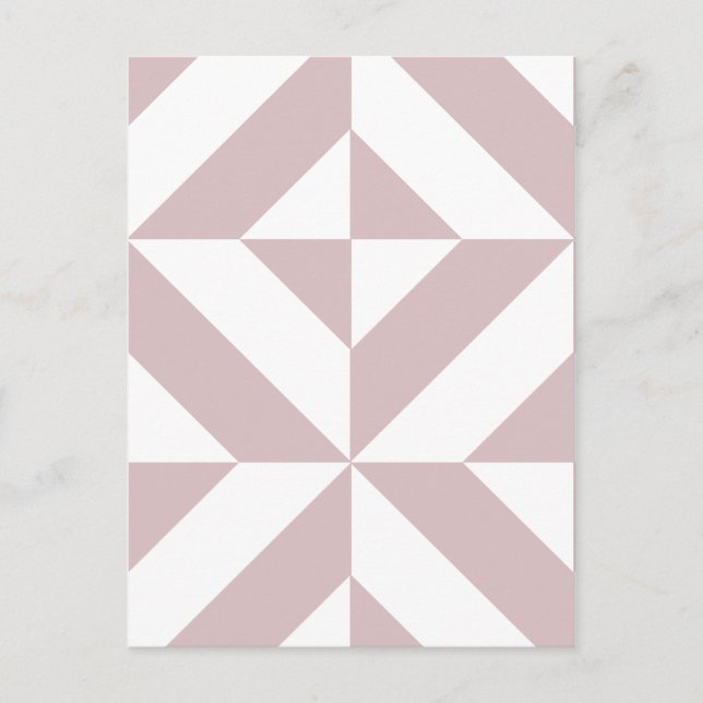 Mauve Geometric Deco Cube Pattern Postcard (Front)