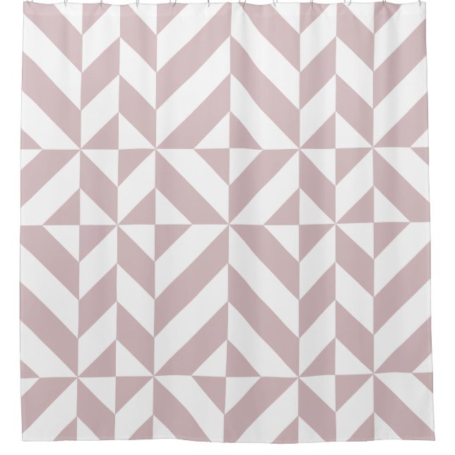 Mauve Geometric Deco Cube Pattern Shower Curtain (Front)