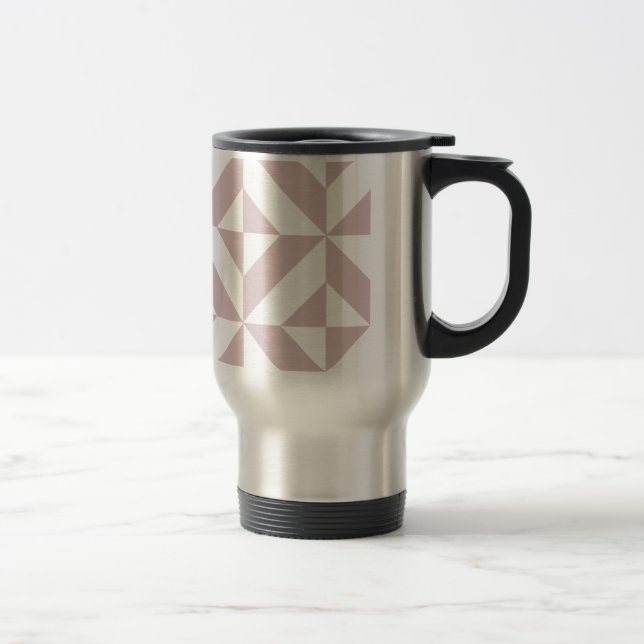 Mauve Geometric Deco Cube Pattern Travel Mug (Right)