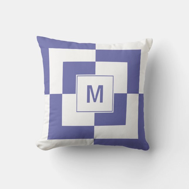 Mauve Geometric Monogram Throw Pillow (Front)