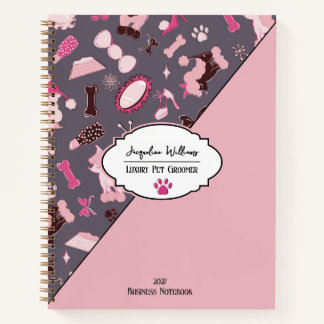 Mauve Girly Mid-Century Pet Groomer Notebook
