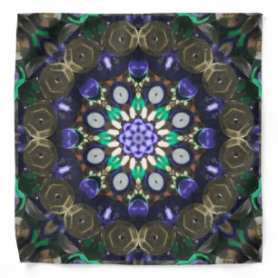 Mauve Gold and Green Sequin Mandala Design Bandana