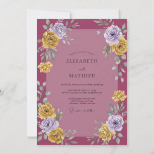 Mauve Gold Petal Wedding Invitation