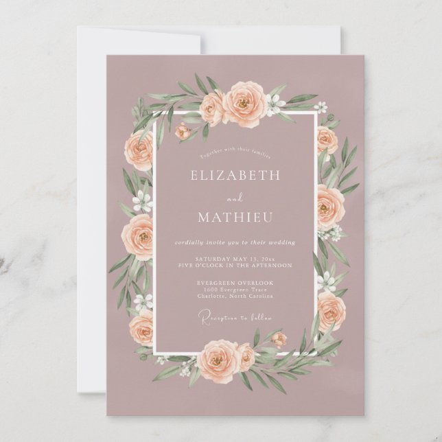 Mauve Graceful Spring Wedding Invitation (Front)
