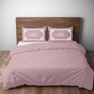 Mauve Greek Key Monogram Standard Pillow Case