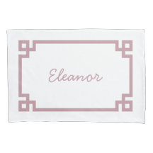 Mauve Greek Key Monogram Standard Pillow Case