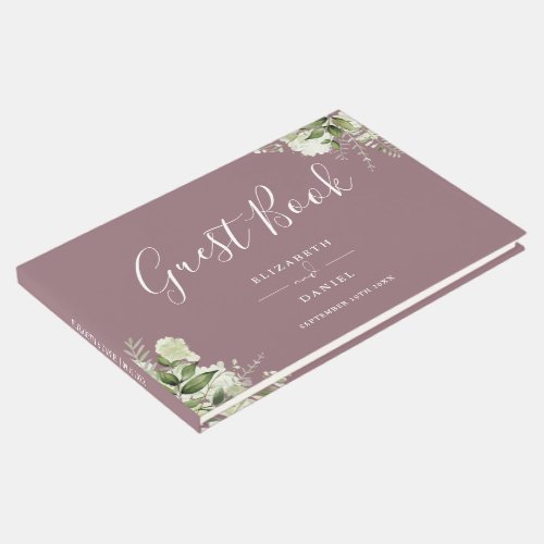 Mauve Greenery Floral Wedding Guest Book