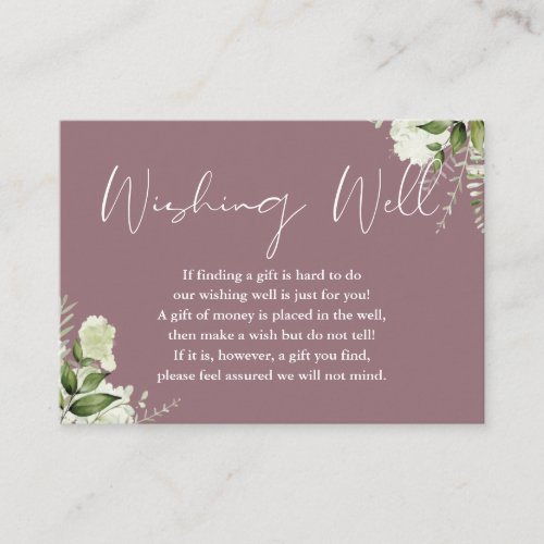 Mauve Greenery Floral Wishing Well Wedding Enclosure Card