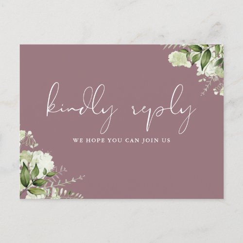 Mauve Greenery Song Request RSVP Postcard