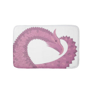 Mauve heart dragon on white bathroom mat