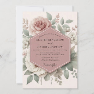 Mauve Heirloom Blossom Wedding Invitation