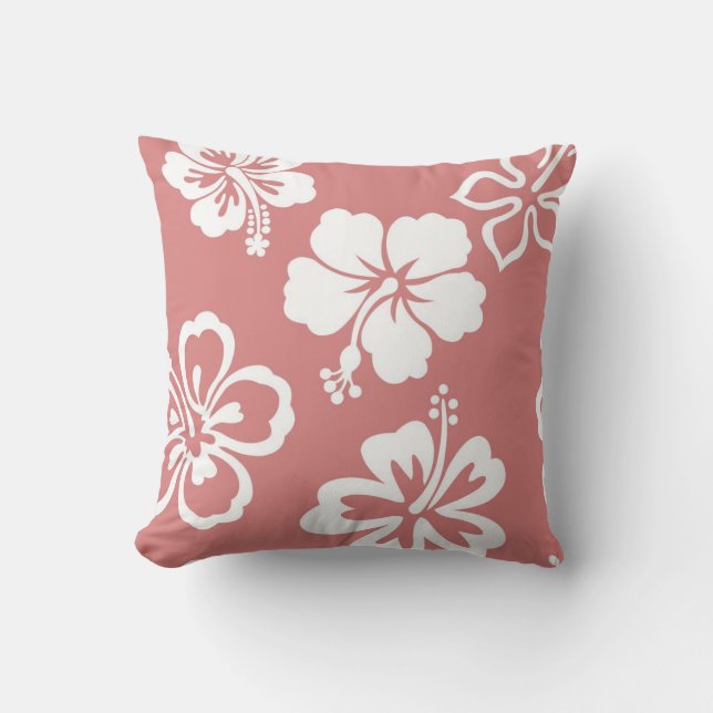 Mauve Hibiscus Throw Pillow (Front)