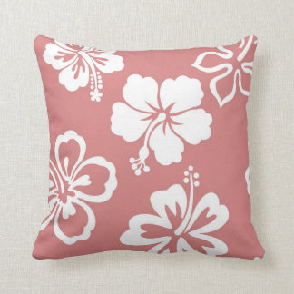 Mauve Hibiscus Throw Pillow