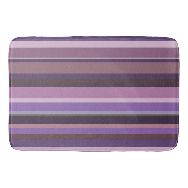 Mauve horizontal stripes bathroom mat (Front)