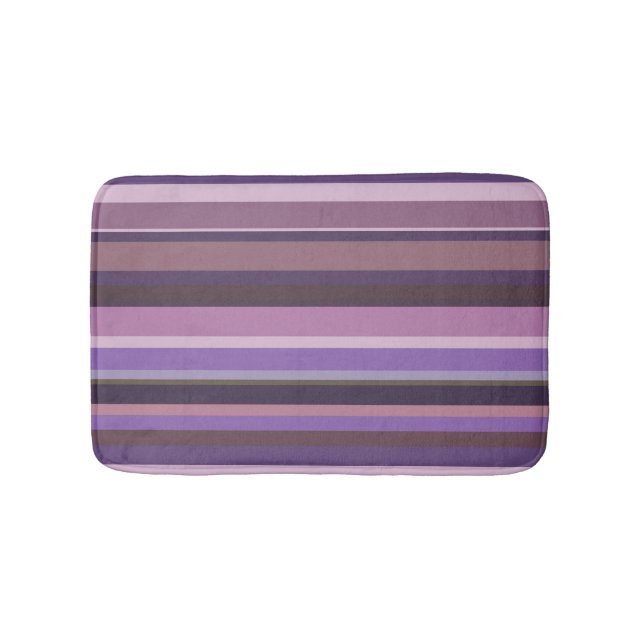 Mauve horizontal stripes bathroom mat (Front)