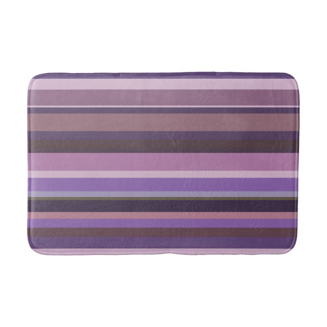 Mauve horizontal stripes bathroom mat (Front)