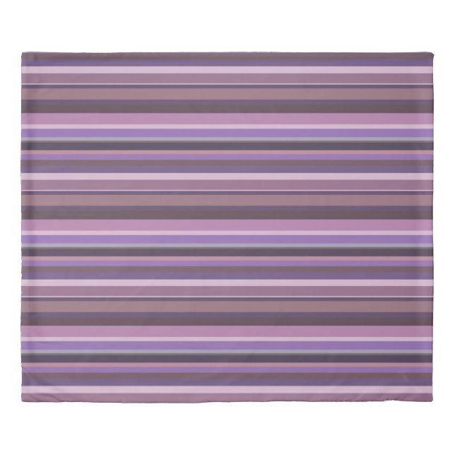 Mauve horizontal stripes duvet cover (Front)