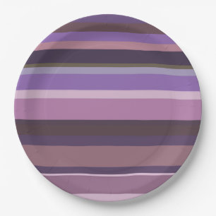Mauve horizontal stripes paper plates