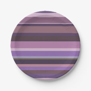 Mauve horizontal stripes paper plates