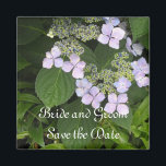 Mauve Hydrangea Save the Date Magnet<br><div class="desc">Soft pastel colored hydrangeas in pinks and mauves. Customize with bride and grooms' names and wedding date.</div>