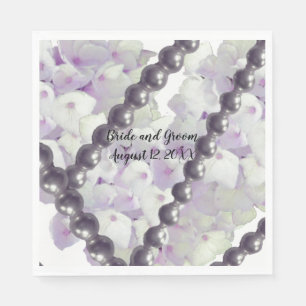 Mauve Hydrangeas and Pearls Wedding Paper Napkins