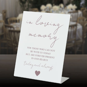 Mauve In Loving Memory Elegant Script  Pedestal Sign