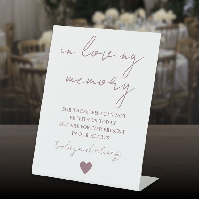 Mauve In Loving Memory Elegant Script  Pedestal Sign (Mauve In Loving Memory Elegant Script Pedestal Sign)