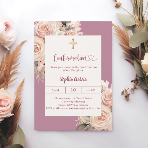 Mauve ivory dusty rose florals Confirmation