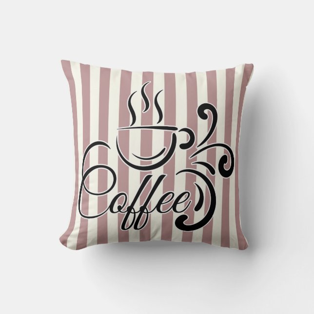 Mauve Lavender Striped (Coffee) Decorative Pillow (Front)