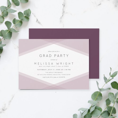 Mauve Layered Geometric  Dark Purple Grad Party Invitation