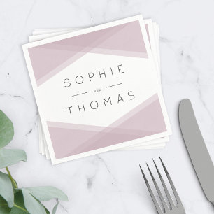 Mauve Layered Geometric Wedding Napkins