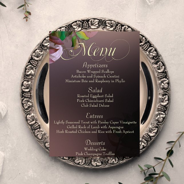 Mauve Leafy Dreams Wedding Menu Flyer (Creator Uploaded)