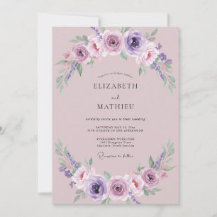 Mauve Lilac Rose Wedding Invitation